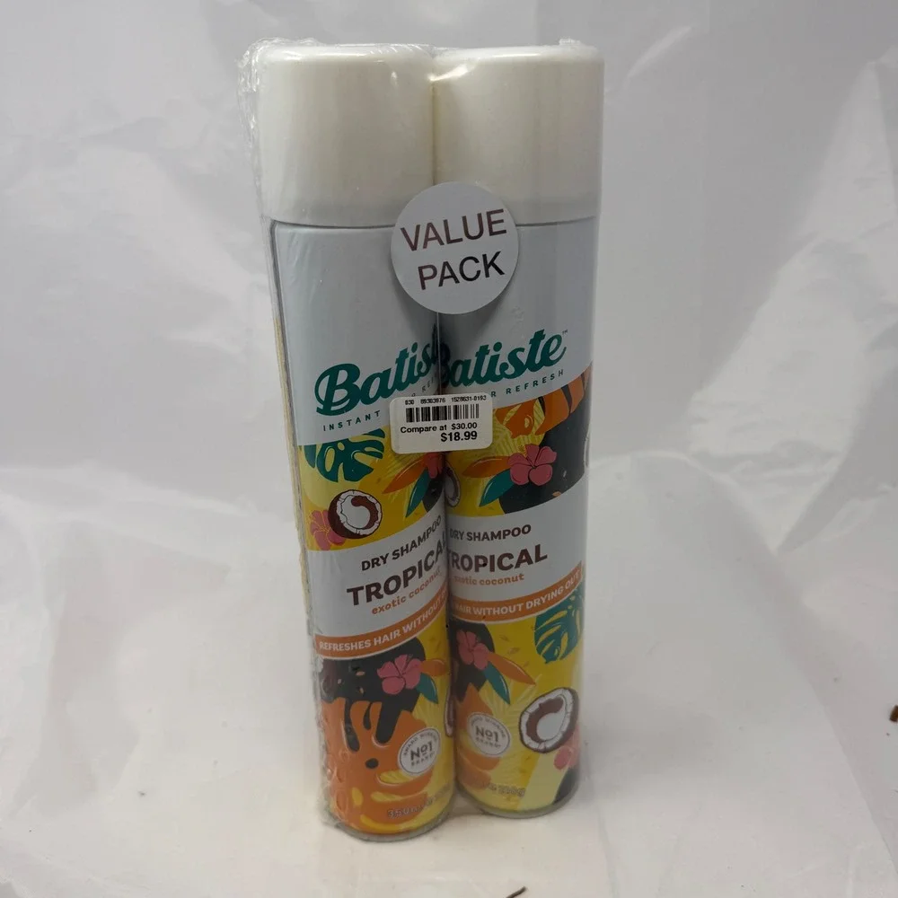 Batiste Tropical Dry Shampoo 2 Pack Exotic Coconut 350ml 210g Instant Refresh